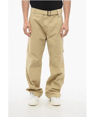 Jacquemus Cotton Straight Fit Chinos Pants With Belt - Natural