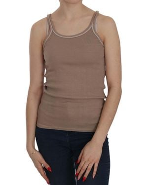 Pink Memories Sleeveless Spaghetti Strap Tank Blouse - Brown