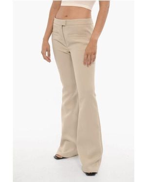 Courreges Solid Color Twill Flared Pants - Natural