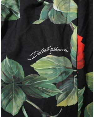 Dolce & Gabbana Black Floral Print One Piece Swimsuit Swimwear - Green