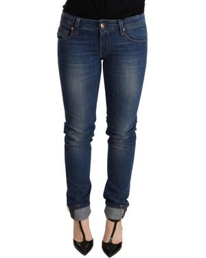 Acht Washed Low Waist Skinny Denim Jeans Pant - Blue