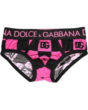 Dolce & Gabbana Black Pink Logo Cotton Brando Brief Underwear - White