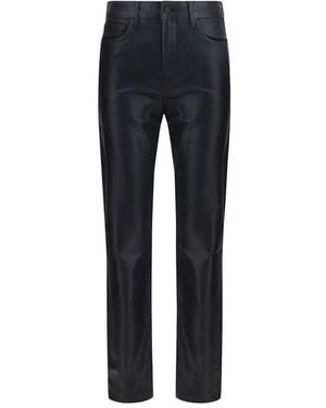 L'Agence Black Leather Trousers - Blue
