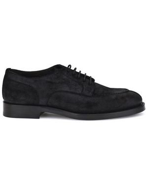 Brunello Cucinelli Black Calf Leather Bos Taurus Oxfords And Derbies