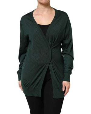 Dolce & Gabbana Dark Green Cashmere Silk Cardigan Sweater