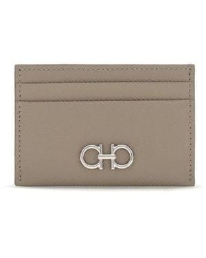 Ferragamo Beige Calf Leather Bos Taurus Wallet - Grey