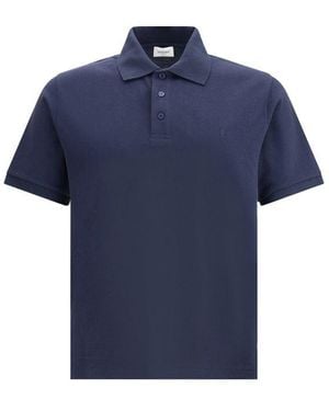 Saint Laurent Cassandre Cotton Polo Shirt - Blue