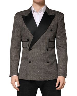 Dolce & Gabbana Grey Double Breasted 2 Button Jacket Blazer - Black