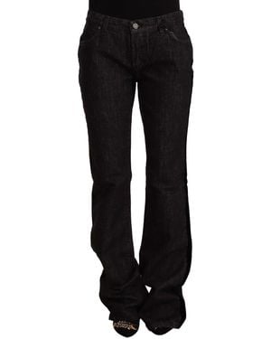 Gianfranco Ferré Gf Ferre Mid Waist Cotton Denim Straight Boot Cut Jeans - Black