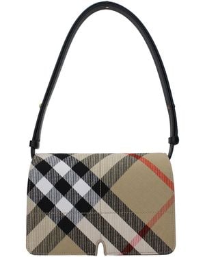 Burberry Beige Fabric Shoulder Bag - Black