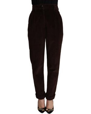 Dolce & Gabbana Elegant Bordeaux High-Waisted Corduroy Pant - Black