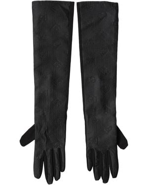 Dolce & Gabbana Black Viscose Long Elbow Length Gloves