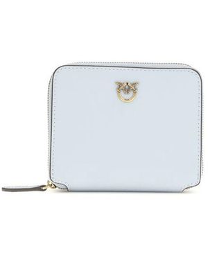 Pinko Blue Calf Leather Bos Taurus Wallet - White