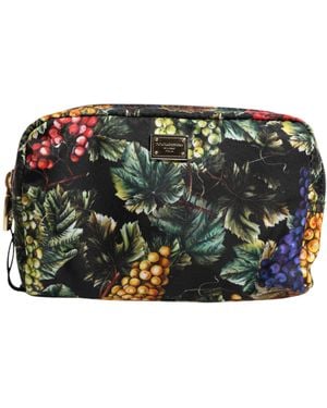 Dolce & Gabbana Multicolour Grape Print Clutch Logo Plaque Pouch Bag