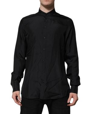 Dolce & Gabbana Dark Silk Martini Formal Dress Shirt - Black