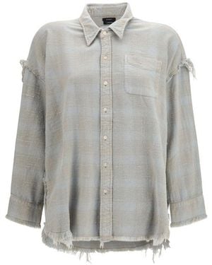 R13 Blue Cotton Pattern Shirt - Gray