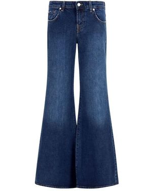 7FOR Blue Cotton Flared Jeans
