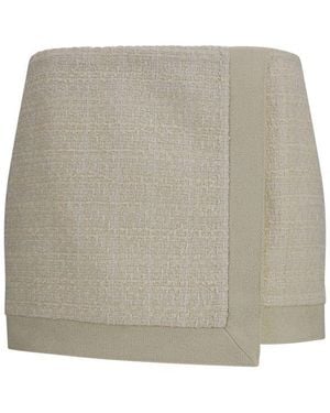 Balmain Beige Wool Oves Aries Mini Skirt - Grey