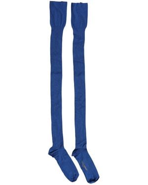 Dolce & Gabbana Blue Viscose Knitted Thigh High Accessory Socks