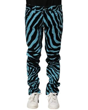 Dolce & Gabbana Zebra Print Slim Jeans - Blue