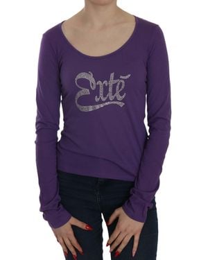 Exte Crystal Embellished Ls Casual Top Purple Tsh3908