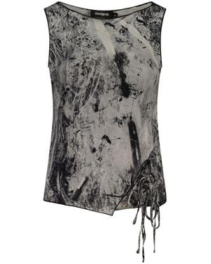 Desigual Black Viscosa Tank Top - Grey