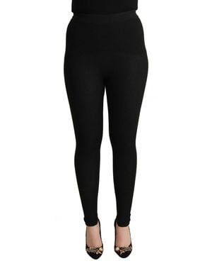 Dolce & Gabbana Elegant High Waist Cashmere-Silk Tight Pant - Black