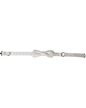 Dolce & Gabbana Silk Adjustable Neck Papillon Bow Tie - White