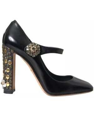 Dolce & Gabbana Black Patent Leather Crystal Mary Jane Pumps Shoes main image 1