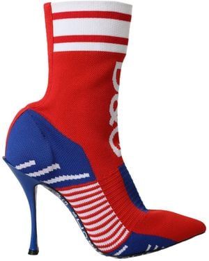 Dolce & Gabbana Logo Sock Boot - Red