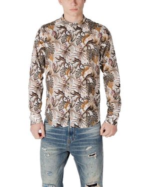 Gianni Lupo White Cotton Pattern Shirt - Blue