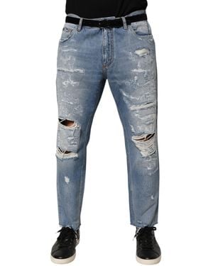 Dolce & Gabbana Distressed Ripped Denim Trouser Jeans Cotton - Blue
