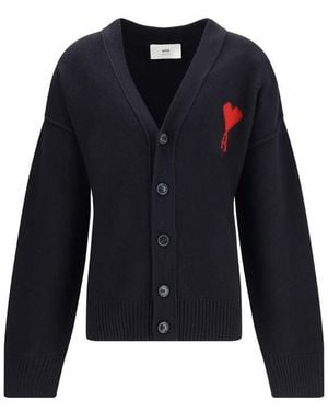Ami Paris Ami De Coeur Cardigan - Blue