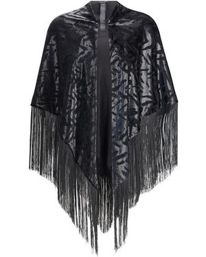 Giorgio Armani Velvet Shawl With Fringes - Black