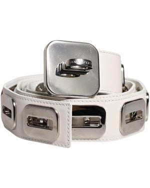 Dolce & Gabbana Leather Tone Rotating Buckle Belt - Metallic
