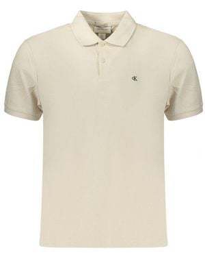 Calvin Klein Beige Cotton Men's Polo - Natural