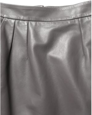 Dolce & Gabbana Grey Leather High Waist Pencil Cut Midi Skirt