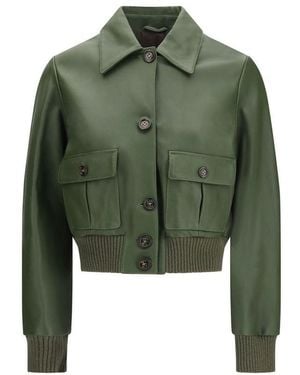 Valstar Bicolour Leather Leather Jacket - Green