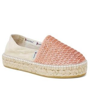 Espadrilles Multicolour Linen Platform Court Shoes - Pink