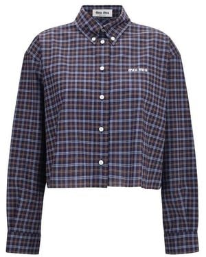 Miu Miu Multicolour Cotton Pattern Shirt - Blue