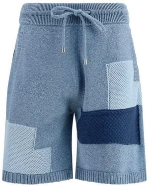 Laneus Blue Cotton Bermuda Shorts