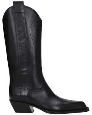 Off-White c/o Virgil Abloh Black Leather High Heel Boots - Eu35/us5