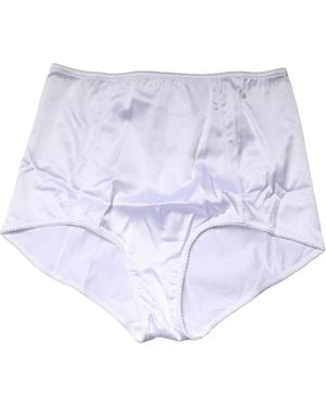 Dolce & Gabbana White Silk Blend High Waist Girdle Panty Underwear - Blue