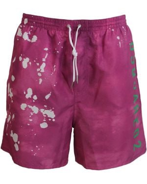 DSquared² Dsqua2 Tie Dye Logo Men Beachwear Shorts Swimwear - Red