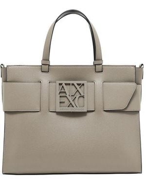 ARMANI EXCHANGE Beige Artificial Leather Handbag - Gray