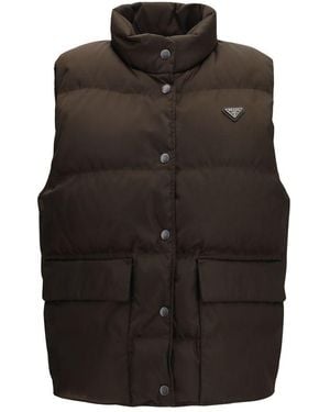 Prada Brown Goose Down Sleeveless Jacket - Black