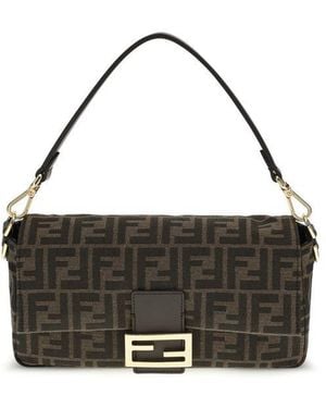 Fendi Brown Recycled Polyester Shoulder Bag - Black