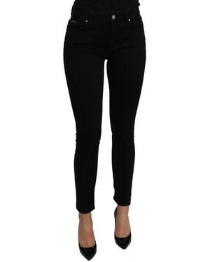Dolce & Gabbana Black Mid Waist Slim Denim Cotton Stretch Jeans