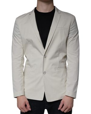 Paolo Pecora Beige Single Breasted Dress Formal Coat Blazer - Grey