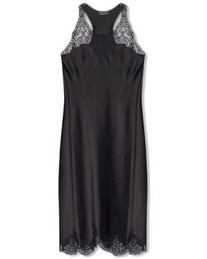 Balenciaga Satin Strappy Midi Dress - Black